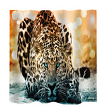 Maxbell Home Bathroom Bedroom Door Window Use Extra Long Fabric Bath Shower Leopard Print Pattern Curtain With 12 Hooks