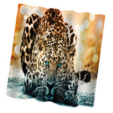 Maxbell Home Bathroom Bedroom Door Window Use Extra Long Fabric Bath Shower Leopard Print Pattern Curtain With 12 Hooks