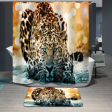 Maxbell Home Bathroom Bedroom Door Window Use Extra Long Fabric Bath Shower Leopard Print Pattern Curtain With 12 Hooks