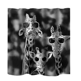 Maxbell Home Bathroom Bedroom Door Window Use Extra Long Fabric Bath Shower Giraffe Print Pattern Curtain With 12 Hooks #1