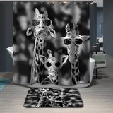 Maxbell Home Bathroom Bedroom Door Window Use Extra Long Fabric Bath Shower Giraffe Print Pattern Curtain With 12 Hooks #1