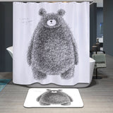 Maxbell Home Bathroom Bedroom Door Window Use Extra Long Fabric Bath Shower Bear Print Pattern Curtain With 12 Hooks