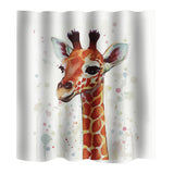 Maxbell Home Bathroom Bedroom Door Window Use Extra Long Fabric Bath Shower Giraffe Print Pattern Curtain With 12 Hooks #3