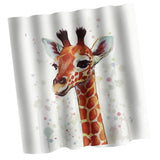 Maxbell Home Bathroom Bedroom Door Window Use Extra Long Fabric Bath Shower Giraffe Print Pattern Curtain With 12 Hooks #3