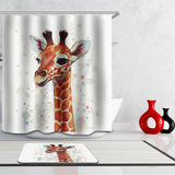 Maxbell Home Bathroom Bedroom Door Window Use Extra Long Fabric Bath Shower Giraffe Print Pattern Curtain With 12 Hooks #3