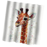 Maxbell Home Bathroom Bedroom Door Window Use Extra Long Fabric Bath Shower Giraffe Print Pattern Curtain With 12 Hooks #3