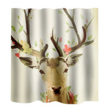 Maxbell Home Bathroom Bedroom Door Window Use Extra Long Fabric Bath Shower Deer Print Pattern Curtain With 12 Hooks