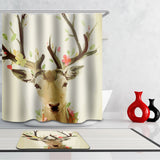 Maxbell Home Bathroom Bedroom Door Window Use Extra Long Fabric Bath Shower Deer Print Pattern Curtain With 12 Hooks