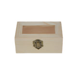 Maxbell Unfinished Wooden Tool Jewelry Storage Box Glass Lid Chest Case Keepsake Gift