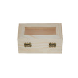 Maxbell Unfinished Wooden Tool Jewelry Storage Box Glass Lid Chest Case Keepsake Gift