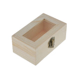 Maxbell Unfinished Wooden Tool Jewelry Storage Box Glass Lid Chest Case Keepsake Gift