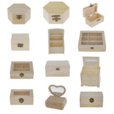 Maxbell Unfinished Wooden Tool Jewelry Storage Box Glass Lid Chest Case Keepsake Gift