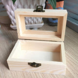 Maxbell Unfinished Wooden Tool Jewelry Storage Box Glass Lid Chest Case Keepsake Gift