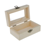 Maxbell Unfinished Wooden Tool Jewelry Storage Box Glass Lid Chest Case Keepsake Gift