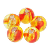 Maxbell Pack of 5PCS Two-Tone Color Silver Foil Round Glass Loose Beads For Jewelry Necklace Bracelet DIY Making 12mm Yellow