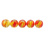 Maxbell Pack of 5PCS Two-Tone Color Silver Foil Round Glass Loose Beads For Jewelry Necklace Bracelet DIY Making 12mm Yellow