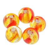 Maxbell Pack of 5PCS Two-Tone Color Silver Foil Round Glass Loose Beads For Jewelry Necklace Bracelet DIY Making 12mm Yellow