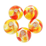 Maxbell Pack of 5PCS Two-Tone Color Silver Foil Round Glass Loose Beads For Jewelry Necklace Bracelet DIY Making 12mm Yellow