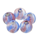 Maxbell Pack of 5PCS Two-Tone Color Silver Foil Round Glass Loose Beads For Jewelry Necklace Bracelet DIY Making 12mm Purple