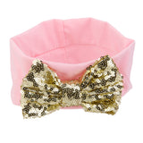 Maxbell Baby Girl Elastic Soft Comfortable Sequined Bowknot Headband Headwear Hair Accessory Pink 18.5cmx6.5cm