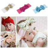 Maxbell Baby Girl Elastic Soft Comfortable Sequined Bowknot Headband Headwear Hair Accessory Pink 18.5cmx6.5cm