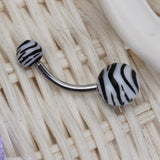 Maxbell Zebra Pattern Fashionable Navel Ring Croptop Swimwear Belly Dance Accessory White And Black