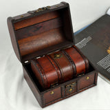 Maxbell 2pcs Retro Wooden Lock Treasure Chest Jewelry Storage Box Container Holder