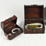 Maxbell 2pcs Retro Wooden Lock Treasure Chest Jewelry Storage Box Container Holder