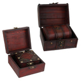 Maxbell 2pcs Retro Wooden Lock Treasure Chest Jewelry Storage Box Container Holder