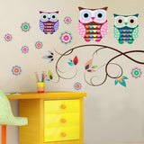 Maxbell 70x50cm 3Pcs PVC Removable 3D Art Mural Owls Tree Branch Wall Sticker Bedroom Desk Background Home Decoration