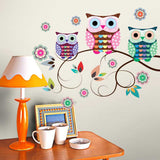 Maxbell 70x50cm 3Pcs PVC Removable 3D Art Mural Owls Tree Branch Wall Sticker Bedroom Desk Background Home Decoration