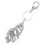 Maxbell Fashionable Metal Leaf Charms Pendant Key Ring Keychain Keyfob Phone Handbag Car Hanging Decor Charms Silver