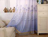 Maxbell Fashionable Blue Rose Pattern Charms Voile Lattice Curtains Home Bedroom Hotel Bar Window Blinds Beads Trim 100*250cm