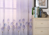 Maxbell Fashionable Blue Rose Pattern Charms Voile Lattice Curtains Home Bedroom Hotel Bar Window Blinds Beads Trim 100*250cm