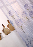 Maxbell Fashionable Blue Rose Pattern Charms Voile Lattice Curtains Home Bedroom Hotel Bar Window Blinds Beads Trim 100*250cm