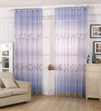 Maxbell Fashionable Blue Rose Pattern Charms Voile Lattice Curtains Home Bedroom Hotel Bar Window Blinds Beads Trim 100*250cm