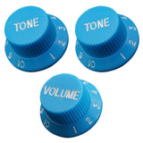 Maxbell 3Pcs Electric Guitar Control Knobs Volume & Tone for Strat SQ Guitar Accessory Blue