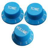 Maxbell 3Pcs Electric Guitar Control Knobs Volume & Tone for Strat SQ Guitar Accessory Blue