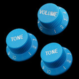 Maxbell 3Pcs Electric Guitar Control Knobs Volume & Tone for Strat SQ Guitar Accessory Blue