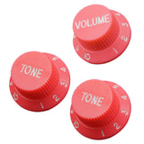 Maxbell 3Pcs Electric Guitar Control Knobs Volume & Tone for Strat SQ Guitar Accessory Pink