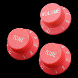 Maxbell 3Pcs Electric Guitar Control Knobs Volume & Tone for Strat SQ Guitar Accessory Pink