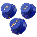 Maxbell 3Pcs Electric Guitar Control Knobs Volume & Tone for Strat SQ Guitar Accessory Dark Blue