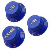 Maxbell 3Pcs Electric Guitar Control Knobs Volume & Tone for Strat SQ Guitar Accessory Dark Blue