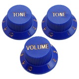 Maxbell 3Pcs Electric Guitar Control Knobs Volume & Tone for Strat SQ Guitar Accessory Dark Blue