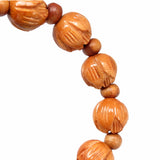 Maxbell Brown Wood Carved Flower Beads Yoga Antique Buddha Charming Mala Bracelet for Prayer