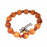 Maxbell Brown Wood Carved Flower Beads Yoga Antique Buddha Charming Mala Bracelet for Prayer