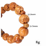 Maxbell Brown Wood Carved Flower Beads Yoga Antique Buddha Charming Mala Bracelet for Prayer