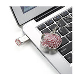 Maxbell Jewelry Crystal USB 2.0 Flash Drive U Disk For PC Laptop Pink Necklace 16GB