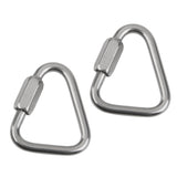 Maxbell 2 Pieces / Set 12KN Safety Triangle Shape Quick Link, Stainless Steel Screw Lock Carabiner for Mountaining Rock Climbing Arborist - CE Certified