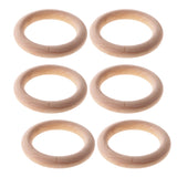 Maxbell 6 Pieces Unfinished Round Wooden Bangle Bracelet DIY Handmade Wood Crafts